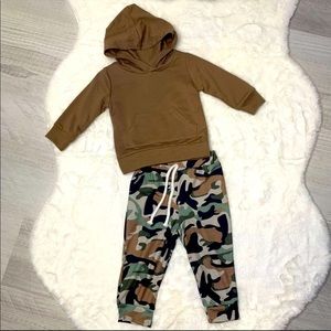 Brown Hoodie with Camo Pants Set NWT, Baby Boy, Toddler Boy